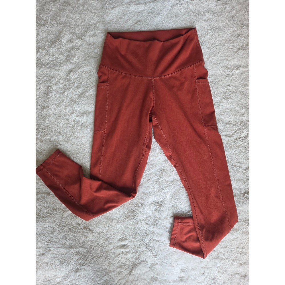 Colorfulkoala Womens High Waisted Yoga Leggings with Pockets Rust Orange Size M